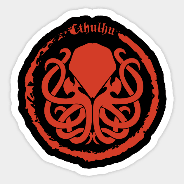 Cthulhu Logo Red Sticker by Milena93